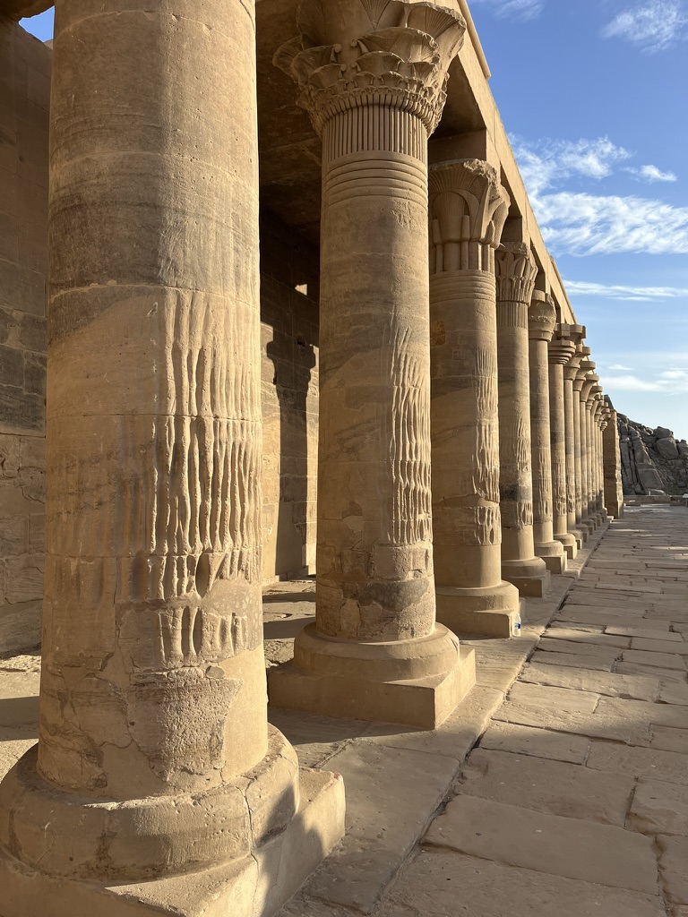 Located on Agilkia Island near Aswan, the Temple of Philae is famous for its elegant colonnades featuring diverse floral capitals and intricate reliefs dedicated to the goddess Isis.