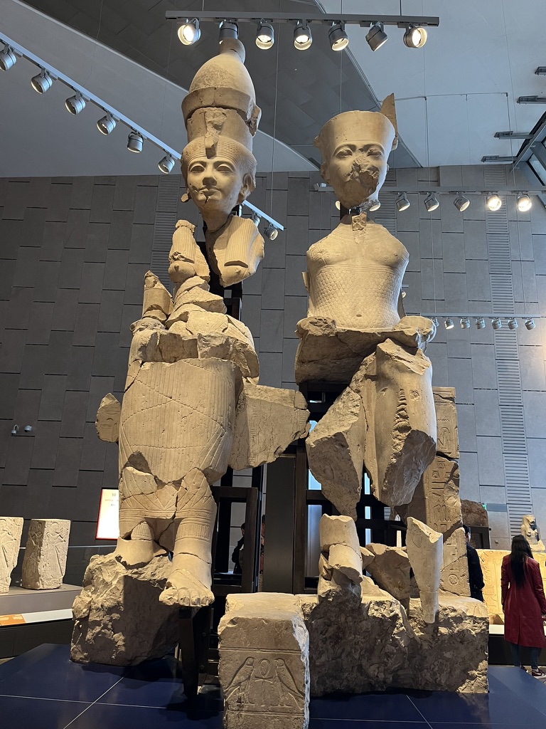 These reconstructed fragments depict Pharaoh Amenhotep III and Great Royal Wife, Queen Tiye