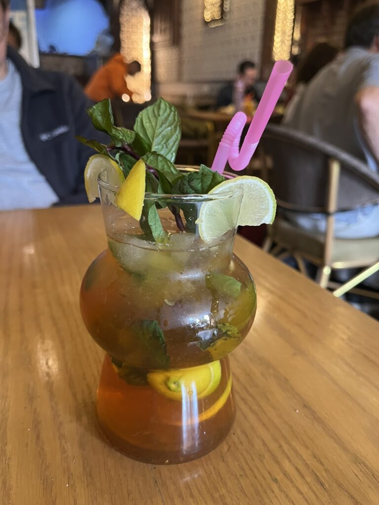 Shai bi-Na’na’ (Mint Tea): Strong Egyptian black tea steeped with a generous sprig of fresh mint leaves